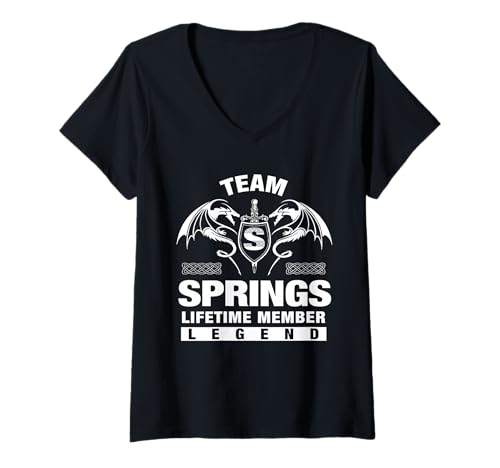 Damen Team Springs – Lebenslange Mitgliedsgeschenke T-Shirt mit V-Ausschnitt von SPRINGS FAMILY Idea Gifts