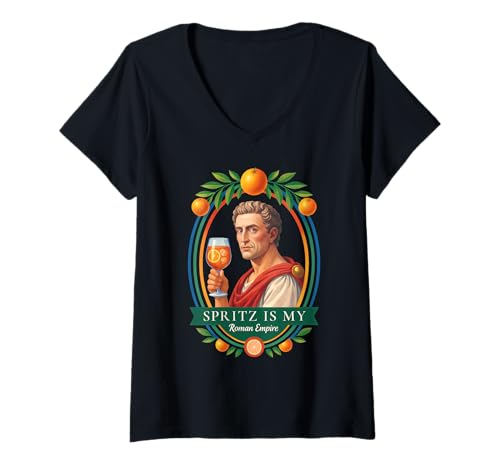 Damen SPRITZ IS MY ROMAN EMPIRE X Cäsar Römisch Fünf Spritz T-Shirt mit V-Ausschnitt Damen SPRITZ IS MY ROMAN EMPIRE X Cäsar Römisch Fünf Spritz T-Shirt mit V-Ausschnitt von SPRITZ IS MY ROMAN EMPIRE X Cäsar Aperölchen Rom