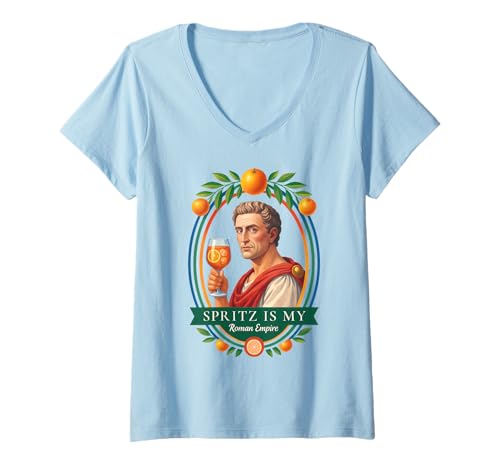 Damen SPRITZ IS MY ROMAN EMPIRE X Cäsar Römisch Fünf Spritz T-Shirt mit V-Ausschnitt Damen SPRITZ IS MY ROMAN EMPIRE X Cäsar Römisch Fünf Spritz T-Shirt mit V-Ausschnitt von SPRITZ IS MY ROMAN EMPIRE X Cäsar Aperölchen Rom
