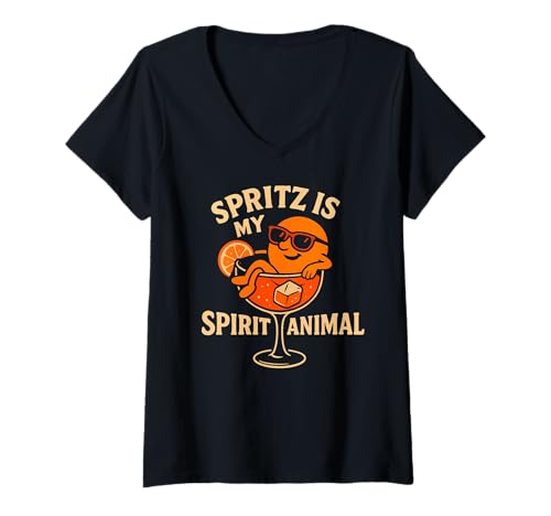 Damen SPRITZ IS MY SPIRIT ANIMAL X Orange Hallöchen Aperölchen T-Shirt mit V-Ausschnitt Damen SPRITZ IS MY SPIRIT ANIMAL X Orange Hallöchen Aperölchen T-Shirt mit V-Ausschnitt von SPRITZ IS MY SPIRIT ANIMAL X Aperoliker Orange