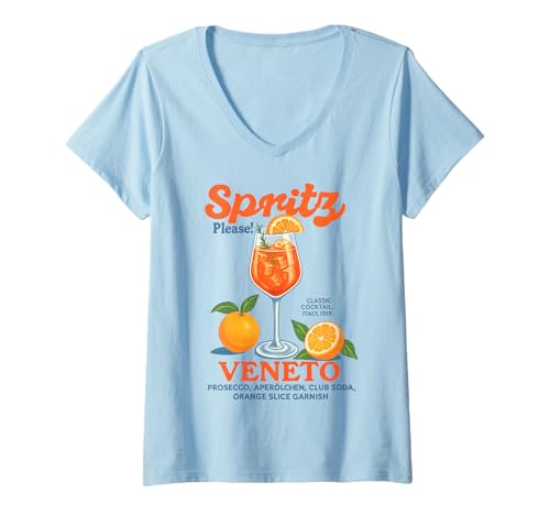 Damen Spritz Please! X Veneto Italy 1919 - Aperölchen Spritz T-Shirt mit V-Ausschnitt Damen Spritz Please! X Veneto Italy 1919 - Aperölchen Spritz T-Shirt mit V-Ausschnitt von SPRITZ PLEASE! X VENETO CLOTHING SINCE ITALY 1919