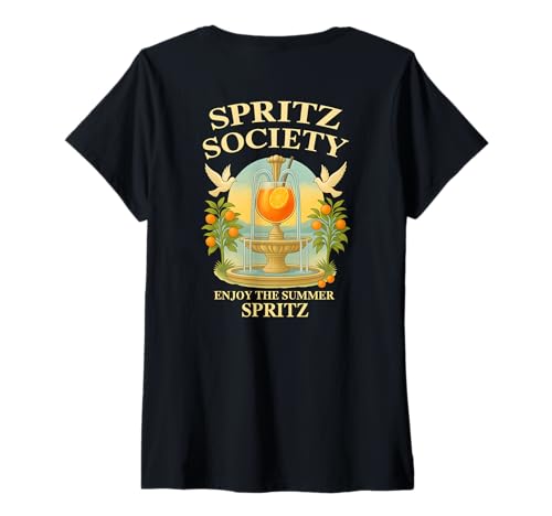 Damen Spritz Society X Enjoy The Summer. Spritz - Backprint T-Shirt mit V-Ausschnitt Damen Spritz Society X Enjoy The Summer. Spritz - Backprint T-Shirt mit V-Ausschnitt von SPRITZ SOCIETY - ENJOY THE SUMMER X Aperölchen Tee