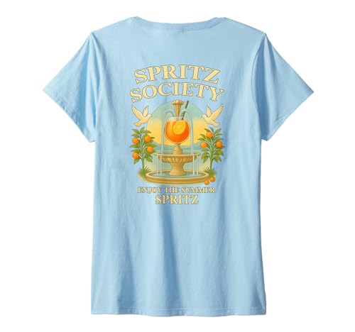 Damen Spritz Society X Enjoy The Summer. Spritz - Backprint T-Shirt mit V-Ausschnitt Damen Spritz Society X Enjoy The Summer. Spritz - Backprint T-Shirt mit V-Ausschnitt von SPRITZ SOCIETY - ENJOY THE SUMMER X Aperölchen Tee