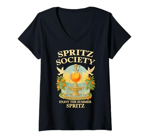 Damen Spritz Society X Enjoy The Summer. Spritz - FRONTAL T-Shirt mit V-Ausschnitt Damen Spritz Society X Enjoy The Summer. Spritz - FRONTAL T-Shirt mit V-Ausschnitt von SPRITZ SOCIETY - ENJOY THE SUMMER X Aperölchen Tee
