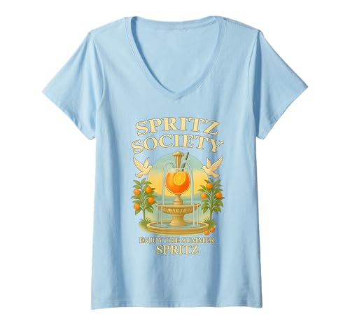 Damen Spritz Society X Enjoy The Summer. Spritz - FRONTAL T-Shirt mit V-Ausschnitt Damen Spritz Society X Enjoy The Summer. Spritz - FRONTAL T-Shirt mit V-Ausschnitt von SPRITZ SOCIETY - ENJOY THE SUMMER X Aperölchen Tee