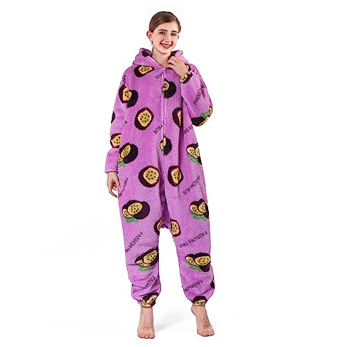 SPSHODOW Onesie Damen Tier Kuschelig Erwachsene Jumpsuit Pyjamas Halloween Cosplay Kostüme Karneval Einteiler L von SPSHODOW
