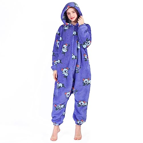 SPSHODOW Onesie Damen Tier Kuschelig Erwachsene Jumpsuit Pyjamas Halloween Cosplay Kostüme Karneval Einteiler M von SPSHODOW