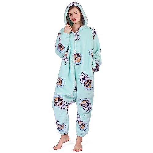 SPSHODOW Onesie Damen Tier Kuschelig Erwachsene Jumpsuit Pyjamas Halloween Cosplay Kostüme Karneval Einteiler XL von SPSHODOW