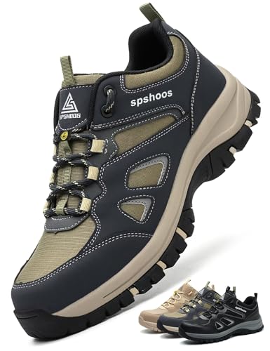Arbeitsschuhe Herren S1P Sicherheitsschuhe Damen Leicht ESD Stahlkappenschuhe Küche rutschfest Atmungsaktiv Sportlich Armeegrün dunkelblau EU 42 von SPSHOOS
