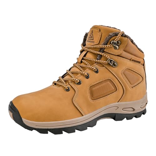 SPSHOOS Herren Winterschuhe Warm Gefüttert Schneestiefel Trekking Wanderschuhe Winterstiefel Wasserdicht Khaki 43 von SPSHOOS