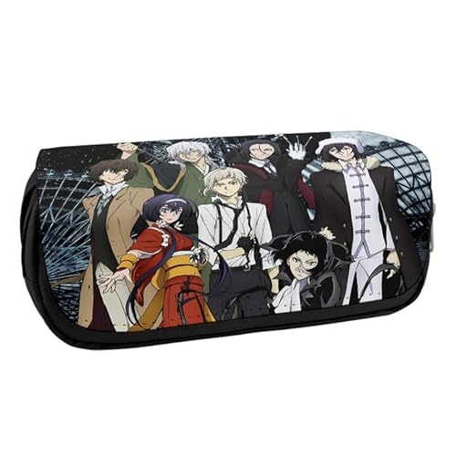 SPSMOKH Bungo Stray Dogs Anime bedruckte Schreibwarenhülle Dazai Osamu Nakajima Atsushi Federmäppchen Student Schreibwaren Tasche Anime Fans Mädchen Jungen Schulbedarf Geschenk, A8, 20 x 9 x 6.5CM von SPSMOKH