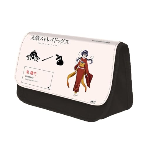 SPSMOKH Bungo Stray Dogs Anime bedruckte Schreibwarenhülle Dazai Osamu Nakajima Atsushi Federmäppchen Student Schreibwaren Tasche Anime Fans Mädchen Jungen Schulbedarf Geschenk, B5, 22×13×7.5CM von SPSMOKH