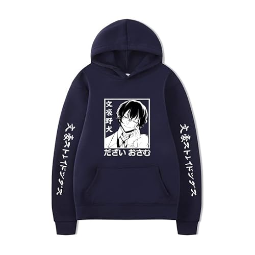 SPSMOKH Bungo Stray Dogs Hoodie Japanischer Anime Dazai Osamu Cosplay Langarm Pullover Hoody für Männer Frauen (M, Navy Blau) von SPSMOKH