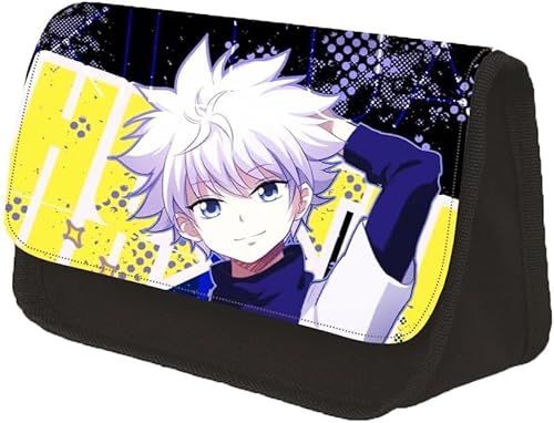 SPSMOKH Chrollo/Hisoka/Zaoldyeck Killua Anime Federmäppchen Schulbedarf für Schüler Cartoon Schreibwaren Tasche Große Kapazität Doppellagiges Federmäppchen mit Reißverschluss, Typ 12, 22*13*7.5cm von SPSMOKH