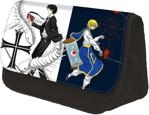 SPSMOKH Chrollo/Hisoka/Zaoldyeck Killua Anime Federmäppchen Schulbedarf für Schüler Cartoon Schreibwaren Tasche Große Kapazität Doppellagiges Federmäppchen mit Reißverschluss, Typ 8, 22*13*7.5cm von SPSMOKH