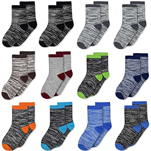 SPTRAMLE Jungen Kleinkind Socken -12 paar Babysocken für 1-14 Jahre Größe Kinder Mädchen mit gestreiftem Design Schulsocken 20-23 23-27 31-34 von SPTRAMLE
