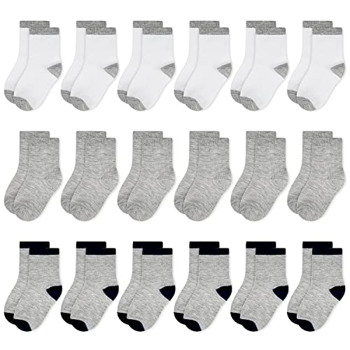 Jungen Socken Kleinkind Sportsocken18 Paar(1-14Jahre) Kinder Mädchen Crew Socken in Größe 20-22 23-26 26-28 28-32 32-34 35-38 Strümpfe von SPTRAMLE