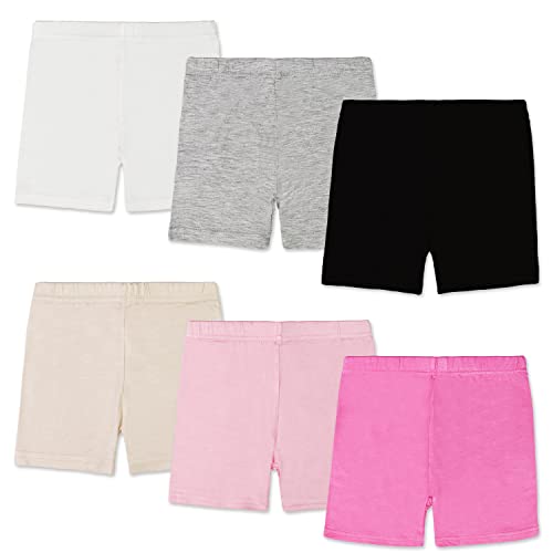 SPTRAMLE Mädchen Shorts Weiß Rosa Unterhose Schwarz Sport Shorts， Baby 6 Farbe Kinder Weiche Sicherheitskleid Höschen 6er Pack für 3-4 Jahre Mädchen von SPTRAMLE