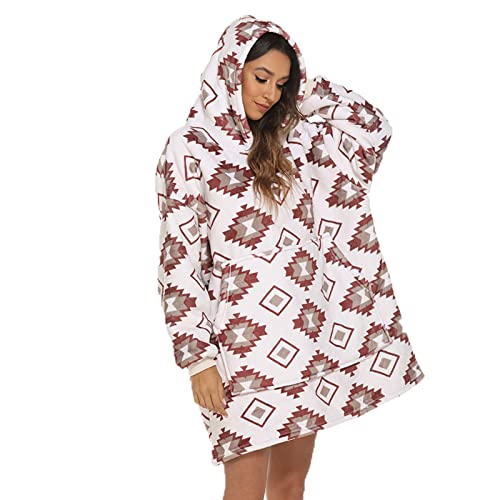 SPXMQSS Blanket Hoodie, Hoodie Decke Damen Vlies Verdickter Flanell Pullover Decke Bequeme Warme Freizeit Tv Decke Eine GröSse Passt Allen C von SPXMQSS