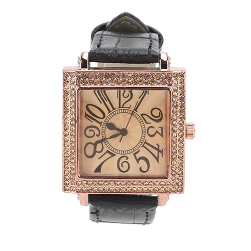 SPYMINNPOO Damenuhr mit Quadratischem Zifferblatt Im Retro-Stil, Große Zahlenanzeige, Genaue Zeitmessung für Dating-Reisen (Black) von SPYMINNPOO