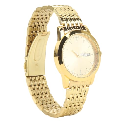 SPYMINNPOO Stilvolle Klassische Quarz-Edelstahl-Kleideruhr mit Wasserdichter Dual-Kalenderanzeige f¨¹r Herren (Gold) von SPYMINNPOO