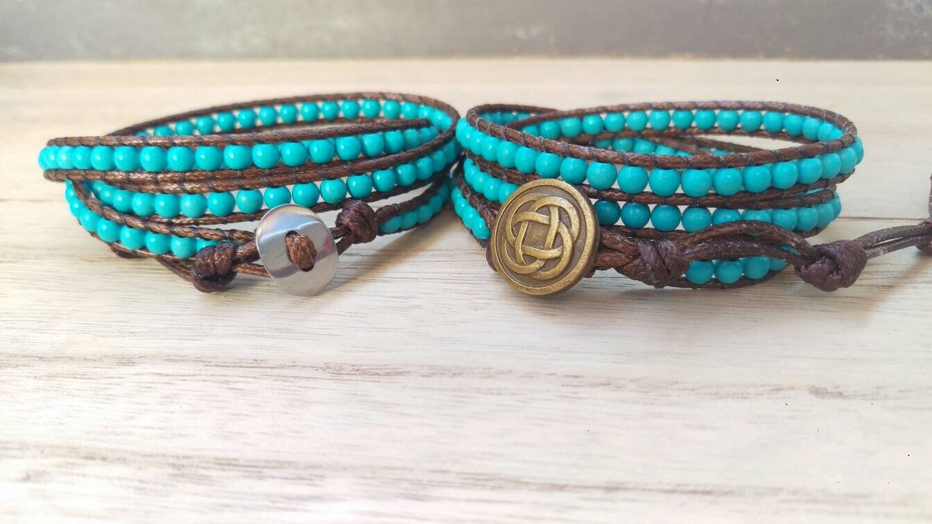 Geschenkidee Für Mama, Türkisfarbenes Armband Im Boho-Chic-stil Geschenkidee Für Mama, Türkisfarbenes Armband Im Boho-Chic-stil von SPearlsbijoux