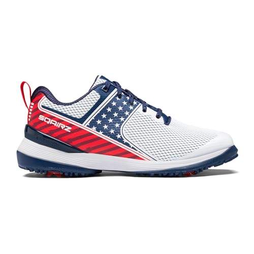 SQAIRZ Golfschuhe für Herren, limitierte Auflage, Weiß, Größe 47, Der Patriot, 44 EU von SQAIRZ