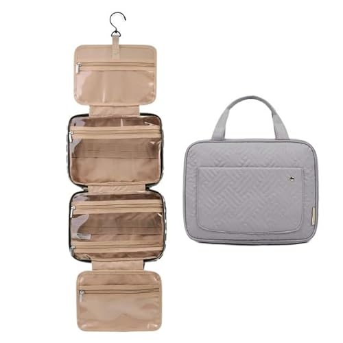 Makeup Bag Frauen Kapazität Reise Make-Up Tasche wasserdichte Frauen Kosmetik Tasche Organizer Fall Necessaries Machen Kulturbeutel Beutel Make Up Bag(Grey) von SQIANKUN