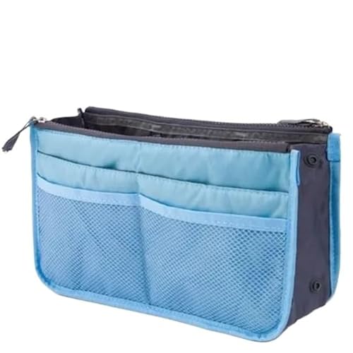Makeup Bag Frauen Nylon Reise Einsatz Organizer Handtasche Geldbörse Große Liner Dame Make-Up Kosmetik Tasche Weibliche Tote Make Up Bag(Light Blue) von SQIANKUN