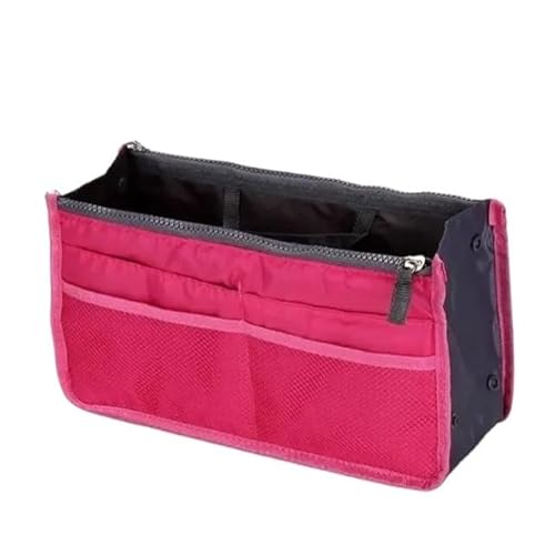 Makeup Bag Frauen Nylon Reise Einsatz Organizer Handtasche Geldbörse Große Liner Dame Make-Up Kosmetik Tasche Weibliche Tote Make Up Bag(Rose red) von SQIANKUN
