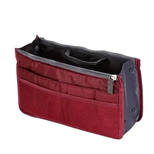 Makeup Bag Frauen Nylon Reise Einsatz Organizer Handtasche Geldbörse Große Liner Dame Make-Up Kosmetik Tasche Weibliche Tote Make Up Bag(Wine red) von SQIANKUN