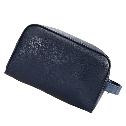 Makeup Bag Herrenmode Make-up Reise Kosmetiktasche Reißverschluss Make-up Taschen Kosmetik Organizer Geldbörse PU Leder Kulturbeutel Handtasche Make Up Bag(Blue) von SQIANKUN
