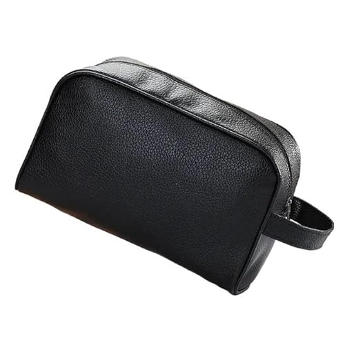 Makeup Bag Herrenmode Make-up Reise Kosmetiktasche Reißverschluss Make-up Taschen Kosmetik Organizer Geldbörse PU Leder Kulturbeutel Handtasche Make Up Bag(Noir) von SQIANKUN