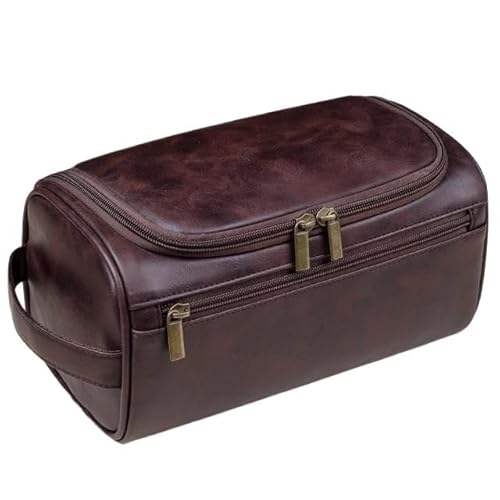 Makeup Bag Kulturbeutel for Männer und Frauen, Dopp Kit, Kulturbeutel for Aufhängen for Herren, Reise-Kulturbeutel for unterwegs, große Kosmetiktasche Make Up Bag(Brown) von SQIANKUN
