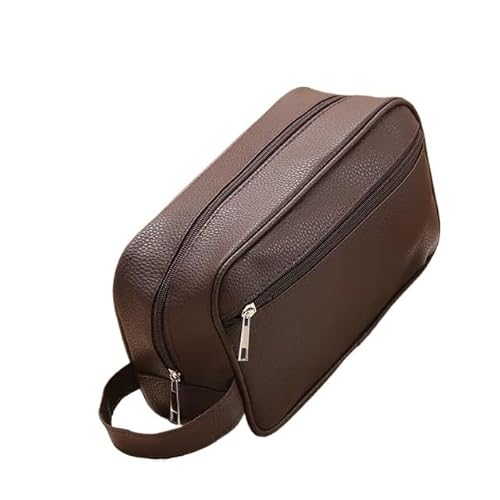 Makeup Bag Männer wasserdichte Reise Toilettenartikel Lagerung Tasche PVC Kosmetik Tasche Tragbare Make-Up Veranstalter Männlichen Reißverschluss Handtaschen Make Up Bag(Brown) von SQIANKUN
