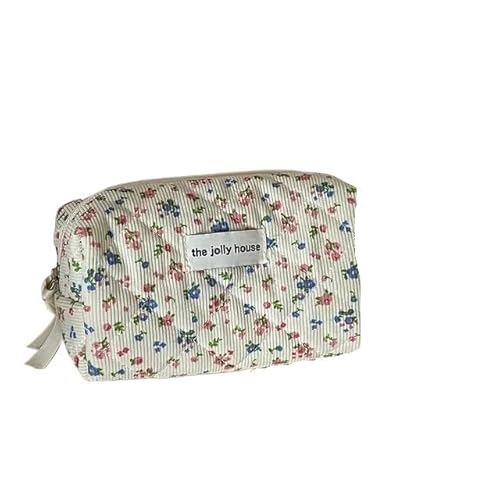 Makeup Bag Mode Vintage Blume Frauen Make-Up Tasche Baumwolle Tote Tragbare Weibliche Kosmetik Lagerung Handtasche Reise Veranstalter Reißverschluss Stepp Tasche Make Up Bag(Small) von SQIANKUN