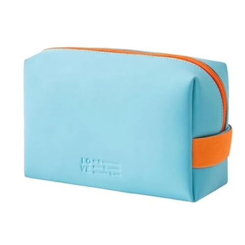 Makeup Bag Reise-Kosmetiktasche aus Leder, tragbar, for Damen und Herren, Make-up-Etui, wasserdicht, multifunktionaler Kulturbeutel, Aufbewahrungstasche Make Up Bag(Blue) von SQIANKUN