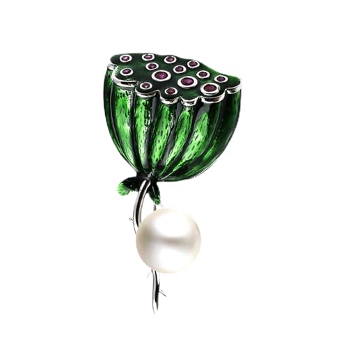 Brosche Anstecknadeln Lotus Brosche Pins for Frauen, Mode All Match Imitation Pearl Broschen Blazer Schal Pullover Broschen für Damen Mädchen Kostümzubehör von SQLCF
