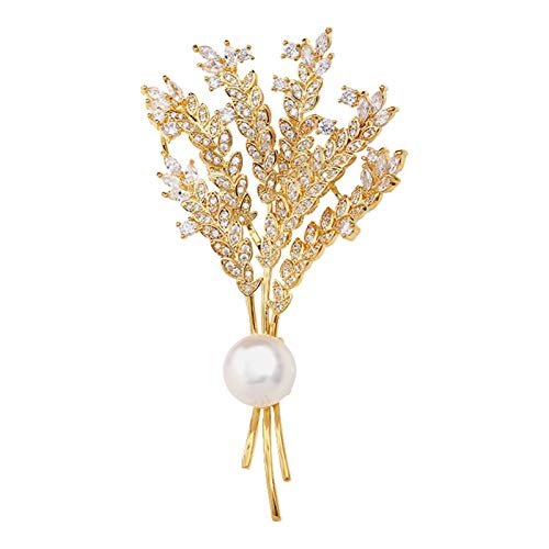 Reversbrosche Weizenohren Brosche Pins mit Süßwasserperlen Kristallschmuck Broschen und Anstecknadeln für Frauen Kostüm Zubehör für Damen und Mädchen. von SQLCF