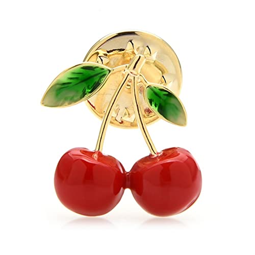 SQLCF Brosche Anstecknadeln Damenmode-Accessoires Kirschbrosche Damen Emaille Pflanze Früchte Party Brosche Strickjacke Mantelbrosche für Damen Mädchen Kostümzubehör von SQLCF
