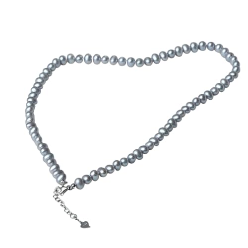 SQPZM Perlenkette für Damen als modisches Highlight - Süßwasserperlen in klassischem Weiß, Perfekt kombinierbar mit Hemd oder Bluse von SQPZM