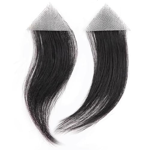 Dünne Haut V-Looped Bald Spot Hair Patch,Natürliches Menschliches Haar Ersatzgerät für Haaransatz und lokale Gebiet,Toupee Patch,Frontalhaarsystem Haarerweiterung(2PCS,4x4x5) von SQSZJBJMK