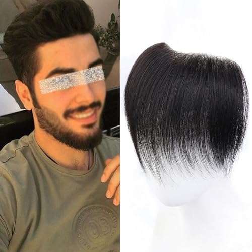 Frontales Haarteil FüR MäNner,DüNne Pu-Haut,100% Echthaar-Topper,NatüRliche Schwarze HaarverläNgerung FüR Haarausfall-Ersatz-Toupet(BF159,1.2x16cm) von SQSZJBJMK