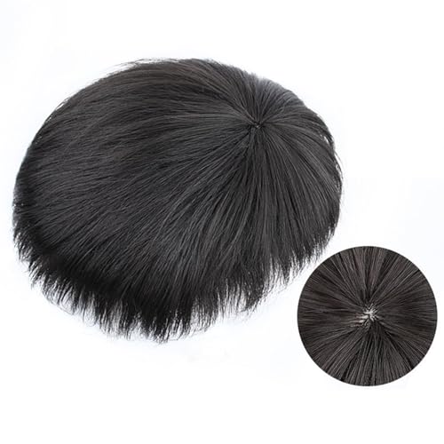 Frontalhaar-Tropfer FüR MäNner,NatüRliches Schwarz,Kurze PerüCke Aus HitzebestäNdiger Kunstfaser Mit Clip FüR Haarausfall FüR Den Alltag von SQSZJBJMK