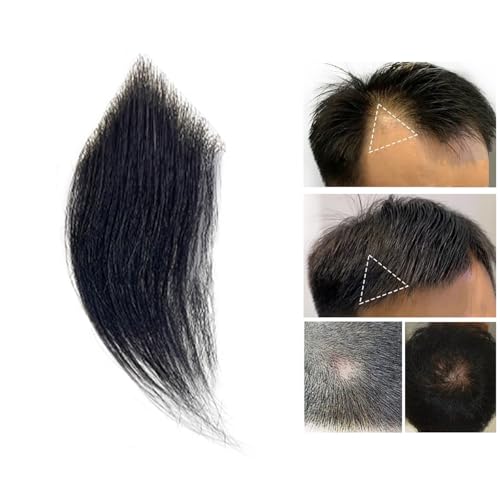 Koteletten Pony Haarersatzperücken,100% Echthaar Stirn Haaransatz kahle Stelle Natürliche Unsichtbare Perückenflicken für Männer und Frauen(1PCS 6CM,4x4x5) von SQSZJBJMK