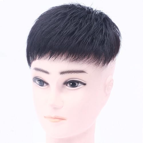Toupet für Männer,Echthaar-Ersatzsystem Spitzenbasis mit Haarspange,Natürliches Schwarzes Haar für Den Täglichen Gebrauch(A Style,18x20) von SQSZJBJMK