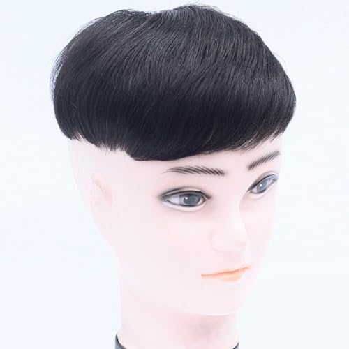 Toupet für Männer,Echthaar-Ersatzsystem Spitzenbasis mit Haarspange,Natürliches Schwarzes Haar für Den Täglichen Gebrauch(B Style,16x18) von SQSZJBJMK