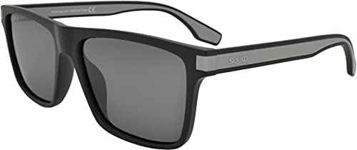 SQUAD Polarisierte Sonnenbrille Männer und Frauen Erwachsene Quadratischer klassischer Vintage Stil 100% UV400 Schutz mattschwarzer Gummirahmen von SQUAD