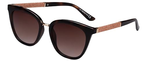 SQUAD Sonnenbrille Für Damen, Brille Frauen Fashion Quadratisch mit braunem Glitzer 100% uv400-schutz von SQUAD