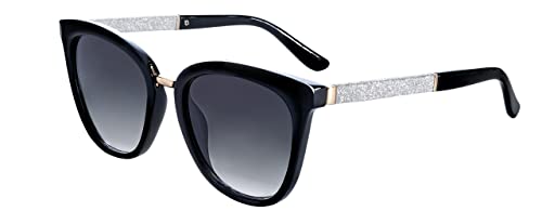 SQUAD Sonnenbrille Für Damen, Brille Frauen Montieren Schwarz silberner Glitzer 100% uv400-schutz von SQUAD